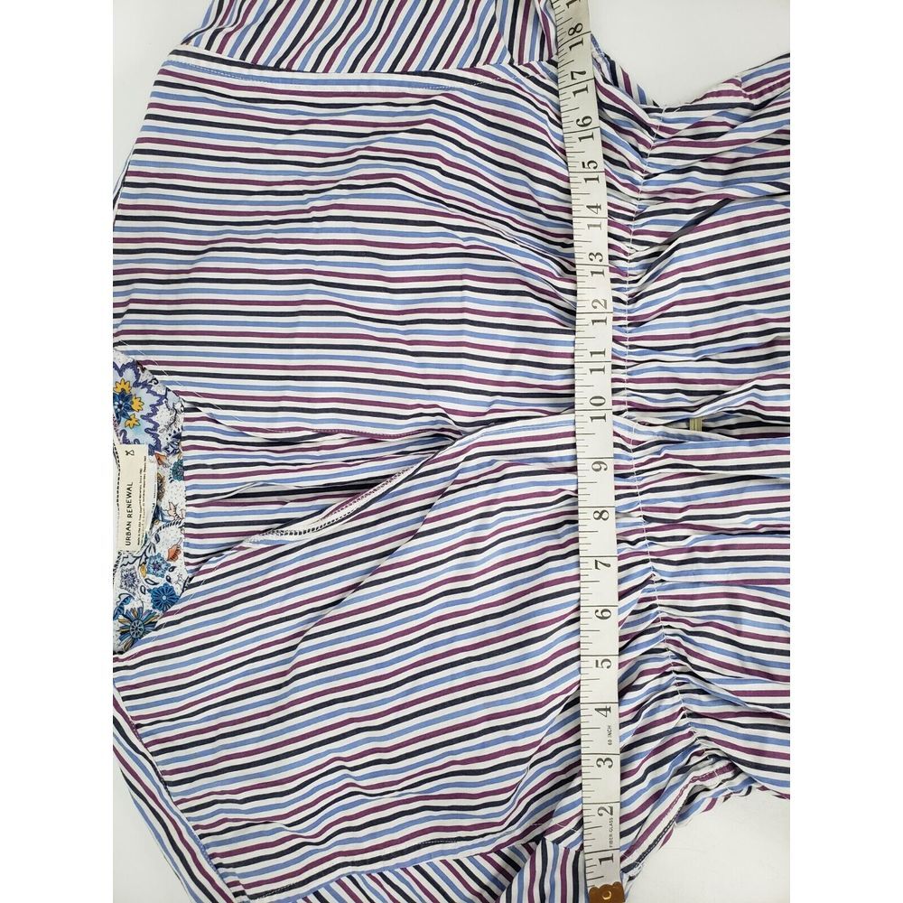 Urban Renewal Upcycled Ruffle Cropped Blouse Top Striped Peplum Size S Flip Cuff - Picture 6 of 8